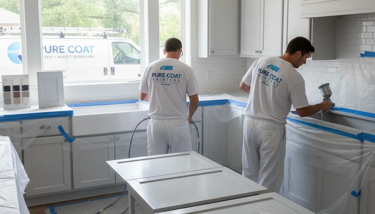 Professional cabinet painting in Kissimmee FL kitchen with smooth durable white finish