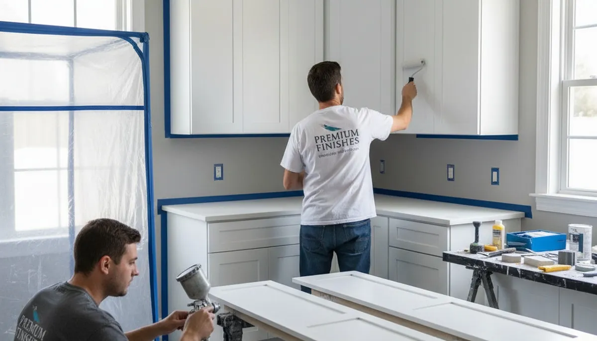 Professional cabinet painting in Kissimmee FL kitchen with durable, humidity-resistant finish