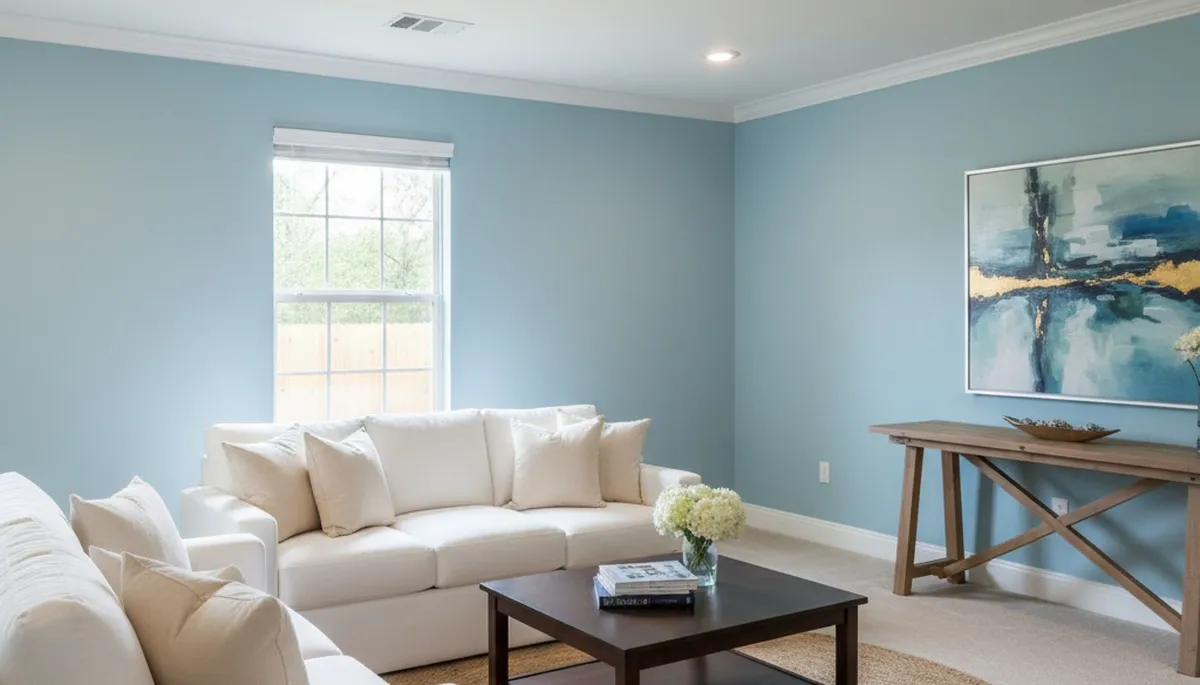 Freshly painted Kissimmee FL living room with smooth interior finishes by professional house painters