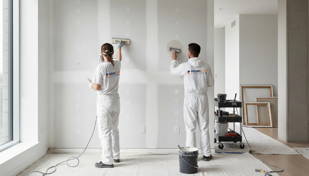 Technician performing drywall repair in a Kissimmee, FL home for professional wall restoration services