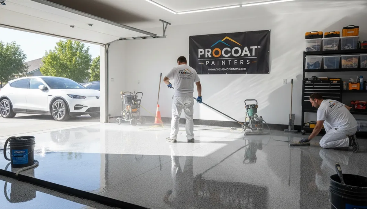 Professional epoxy garage floor coating in Kissimmee FL with durable, glossy finish for homes