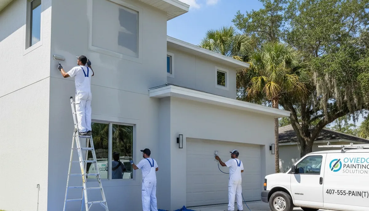 Professional house painters in Kissimmee FL transforming home exterior with fresh paint finish